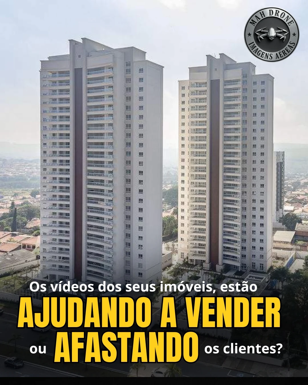 Material de divulgação MAH Drone sobre apresentação imobiliária
